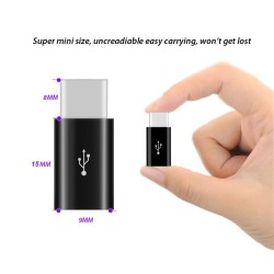 Переходник с Type-C (8 mm) на Micro / для защищенных телефонов / Черный