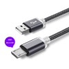 Micro USB кабель з подовженим коннектором 9 мм, усилений Сірий