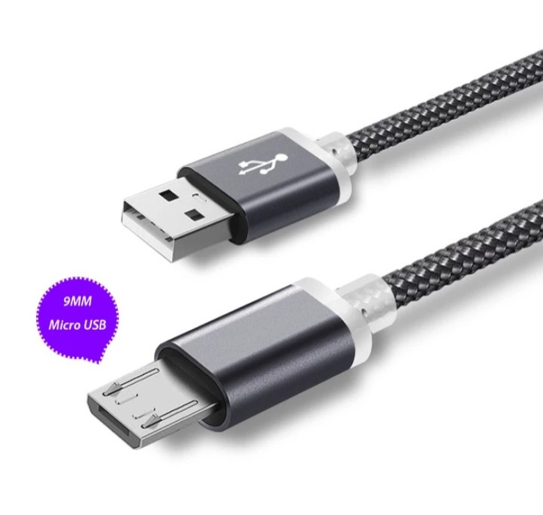 Micro USB кабель з подовженим коннектором 9 мм, усилений Сірий