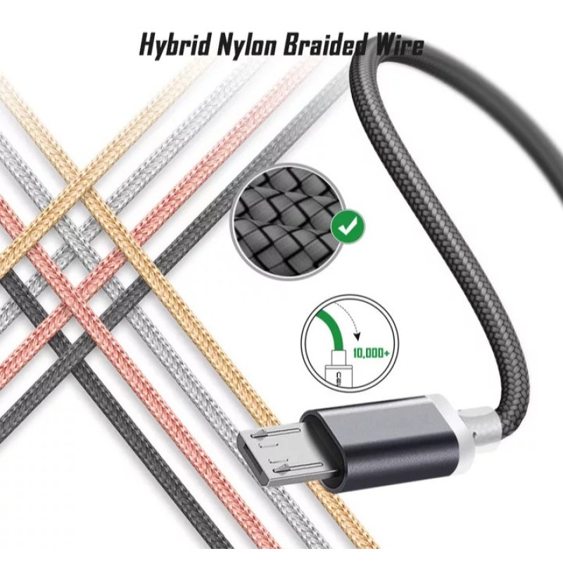 Кабель Micro USB з подовженим коннектором 9 мм, усилений, сірий