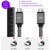 Micro USB кабель з подовженим коннектором 9 мм, усилений Сірий