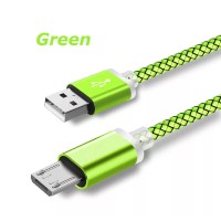 Micro USB кабель з подовженим коннектором 9 мм, усилений Салатовий