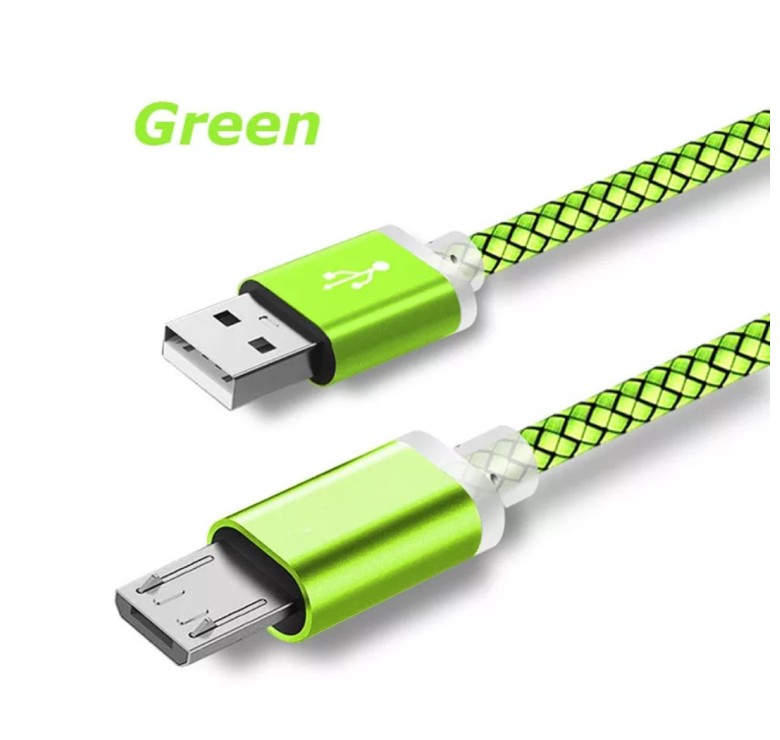 Micro USB кабель з подовженим коннектором 9 мм, усилений Салатовий
