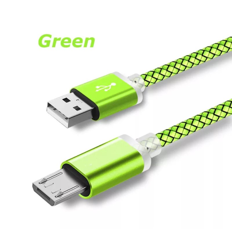 Micro USB кабель з подовженим коннектором 9 мм, усилений Салатовий