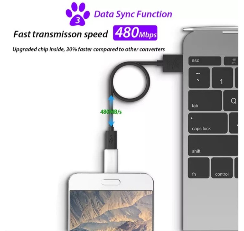 Перехідник з Type-C (8 mm) на Micro / для захищених телефонів / Білий