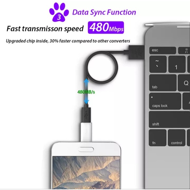Перехідник з Type-C (8 mm) на Micro / для захищених телефонів / Білий