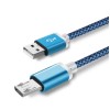Micro USB кабель з подовженим конектором 9 мм, усилений Голубий