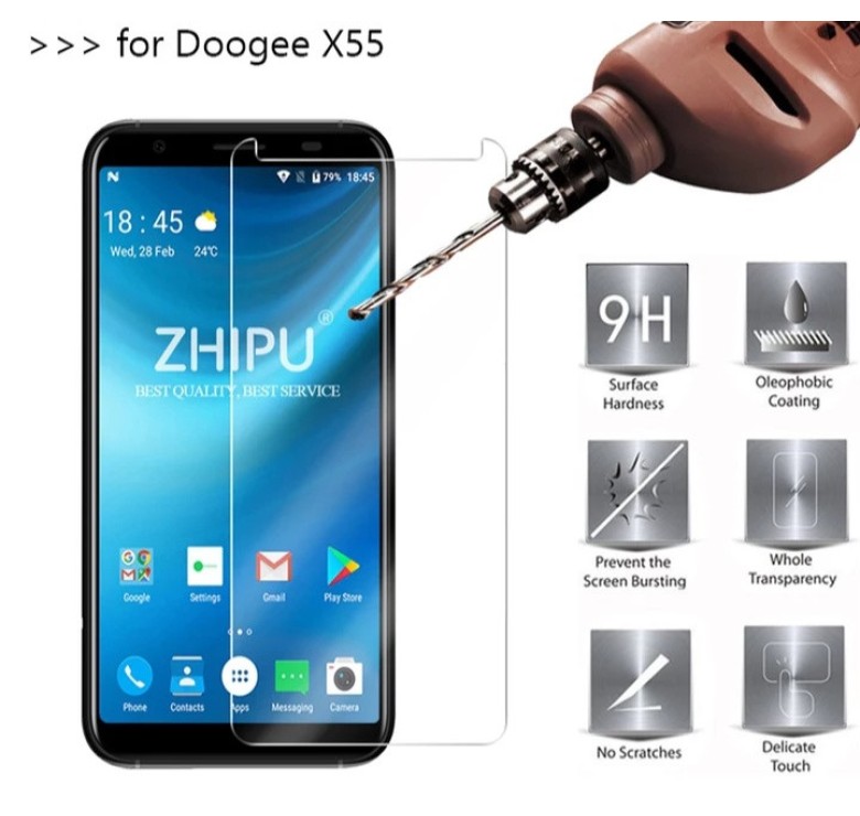 Закаленное защитное стекло на Doogee X55