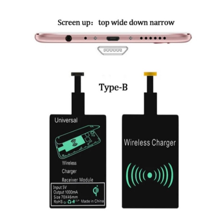 Універсальний ресивер (приймач) для безпровідної зарядки Micro USB (тип B) Чорний