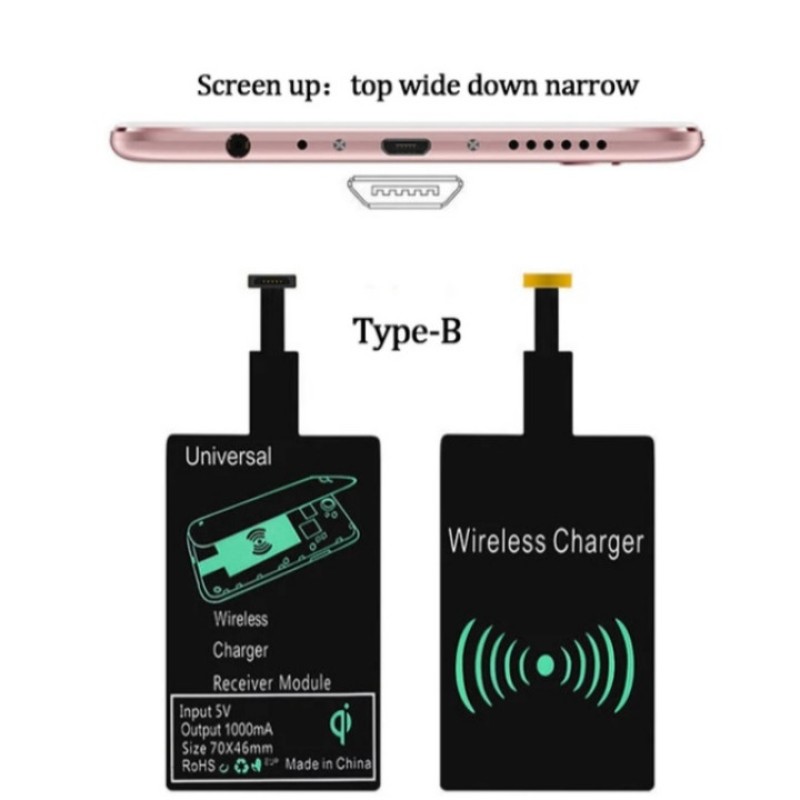 Универсальный ресивер (приемник) для беспроводной зарядки Micro USB (тип B) Черный
