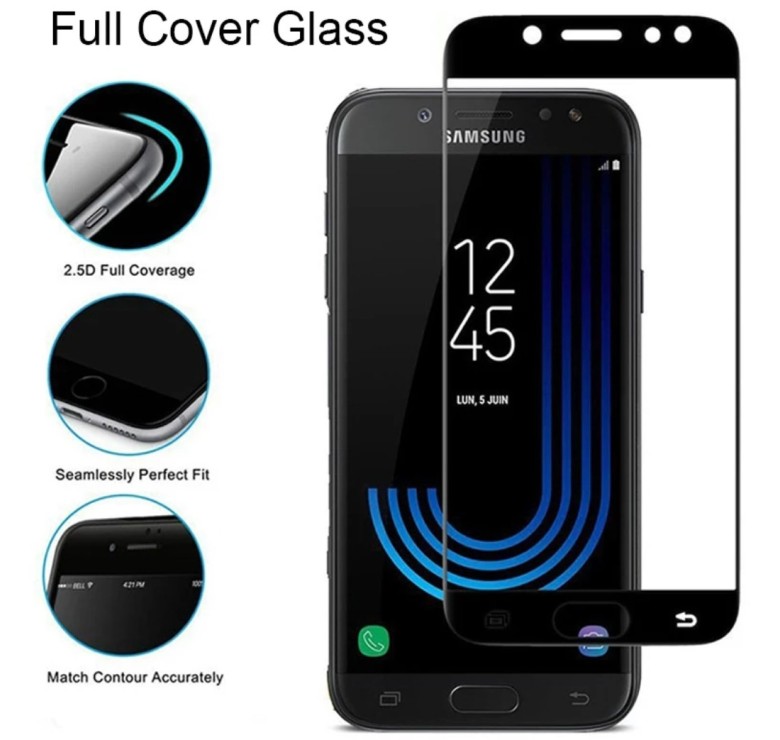 Загартоване захисне скло на Samsung J7 2017 / Повне покриття / Чорне