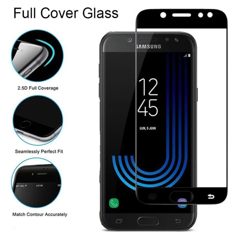 Загартоване захисне скло на Samsung J7 2017 / Повне покриття / Чорне