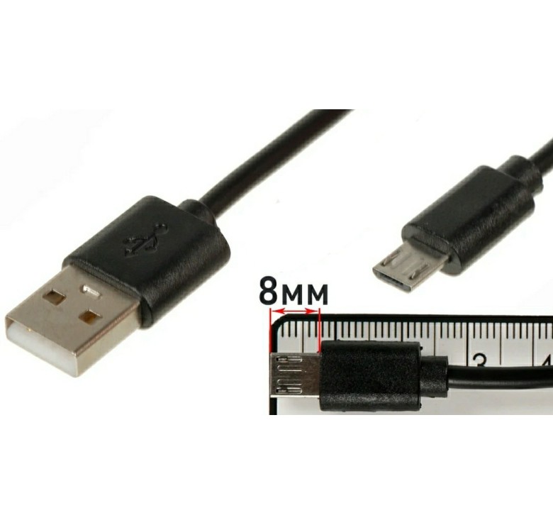 Micro USB кабель для захищених смартфонів 8 mm 2A 100 см. Чорний
