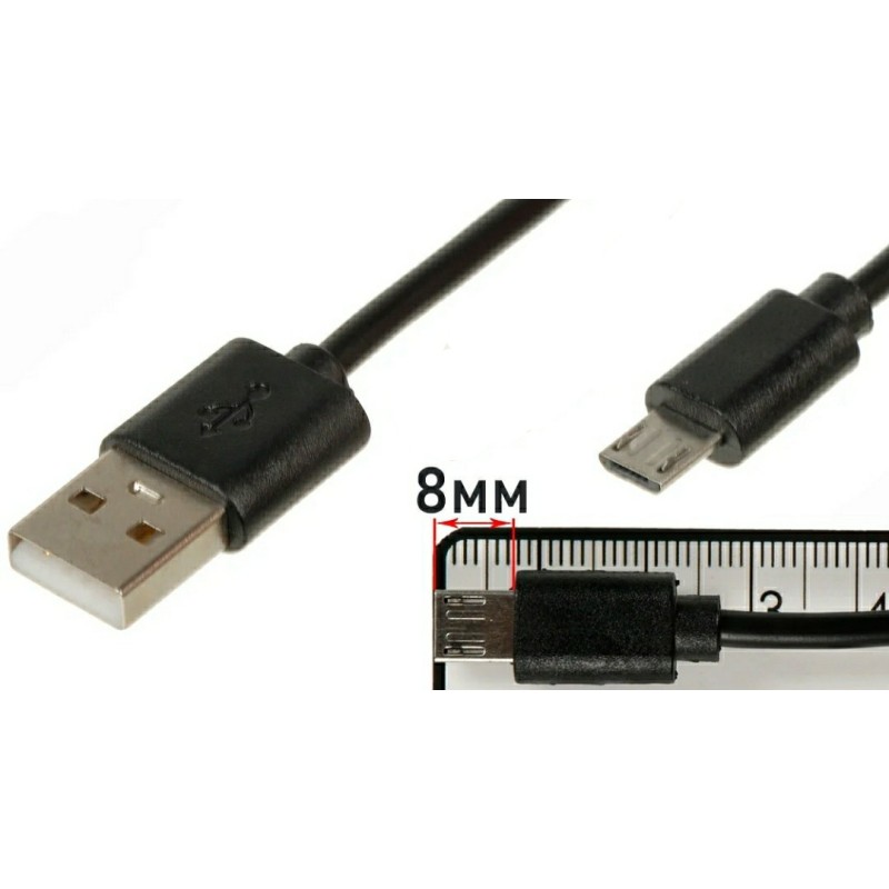Кабель Micro USB 2A 100 см для захищених смартфонів, чорного кольору