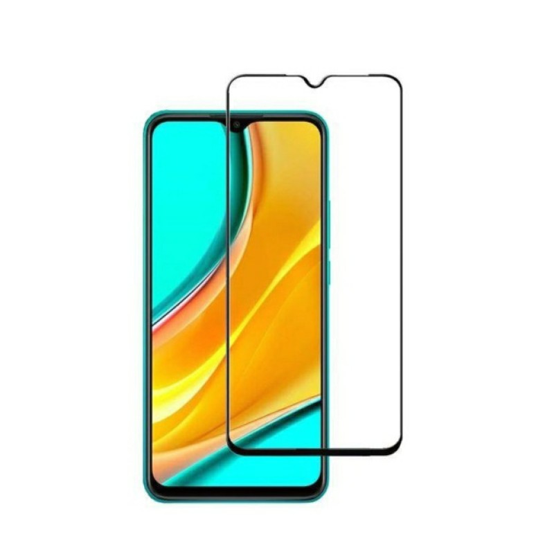 Загартоване захисне скло на Xiaomi Redmi 9A / Чорна рамка