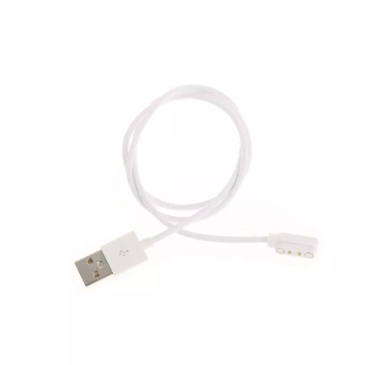 Магнітний USB кабель для смарт-годинників на 2 конектора 80 см. Білий