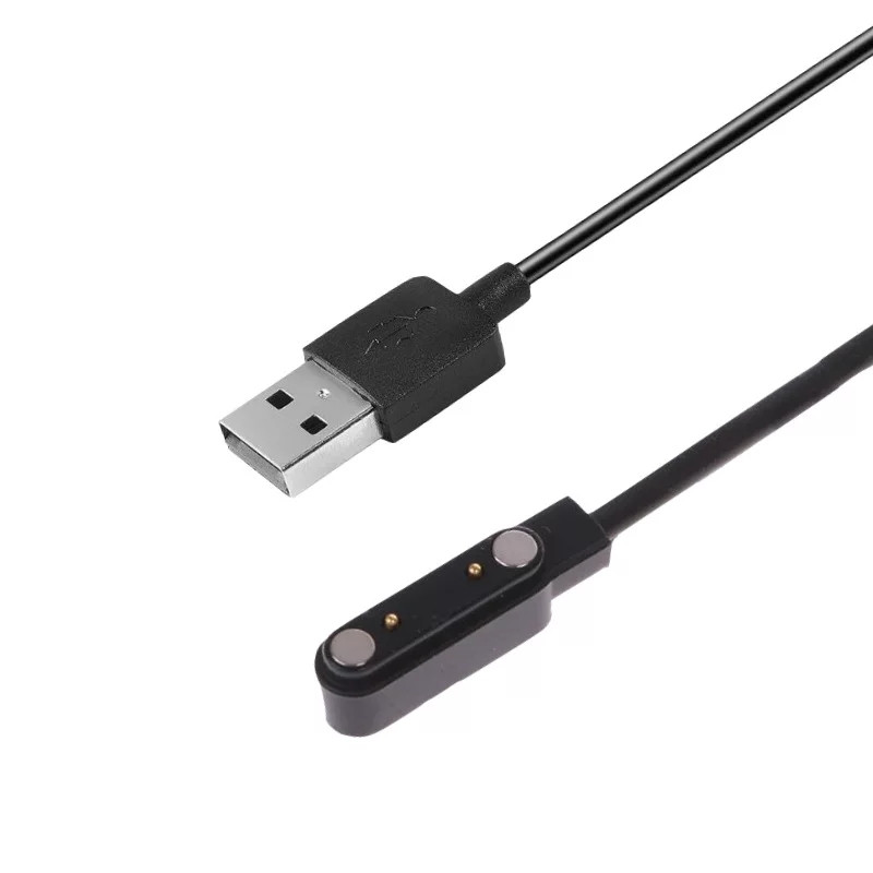 Магнітний USB кабель для годинника Wonlex KT12 / 2 конектори (7.62 мм) / 60 см / Чорний