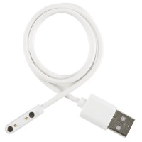 Магнітний USB кабель для годинників на 2 конектора (7.62 мм) 80 см. Білий
