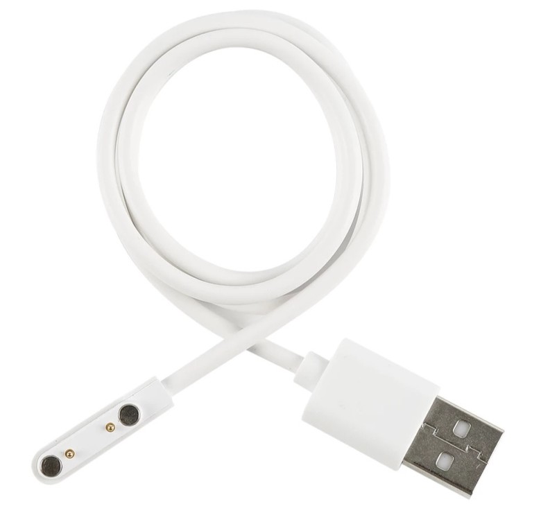 Магнітний USB кабель для годинників на 2 конектора (7.62 мм) 80 см. Білий