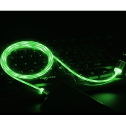 Магнітний кабель Micro USB TOPK Cвітиться (Зеленим) для швидкої зарядки 3.0 Зелений