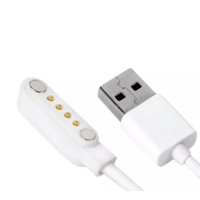 Магнітний USB кабель для дитячого смарт-годинника Q100 Q100S 50 см. / 4 конектора / Білий