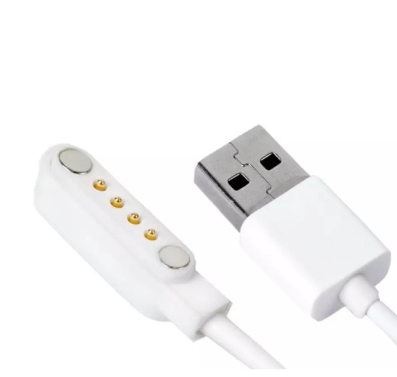 Магнітний USB кабель для дитячого смарт-годинника Q100 Q100S 50 см. / 4 конектора / Білий