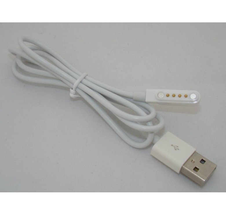 Магнітний USB кабель для дитячого смарт-годинника Q100 Q100S 50 см. / 4 конектора / Білий