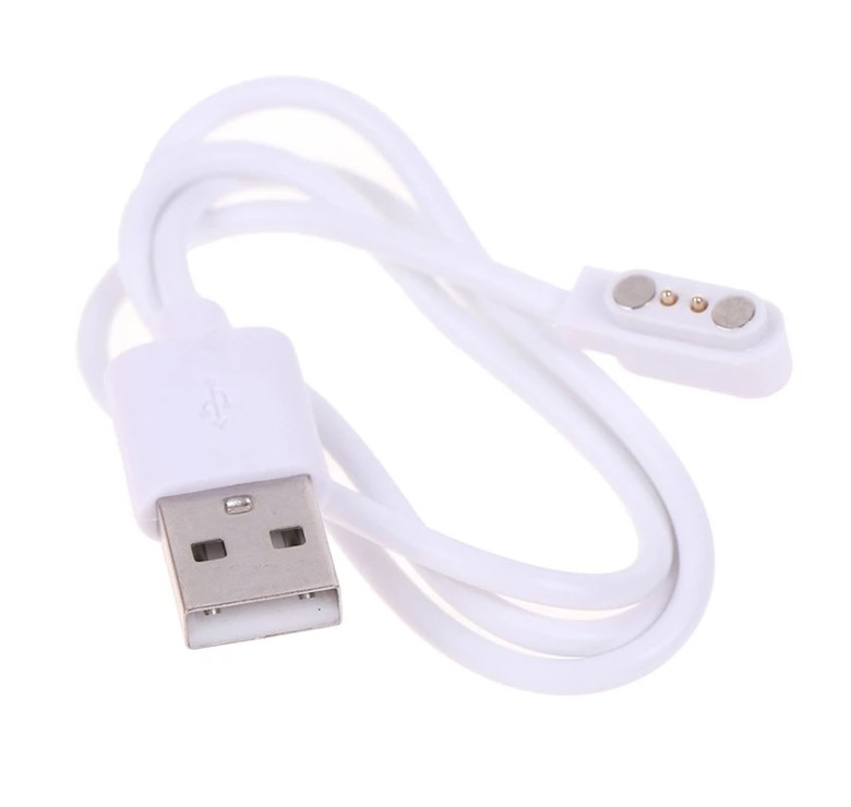 Магнітний USB кабель для смарт-годинників на 2 конектора (2.84 мм) 60 см. Білий