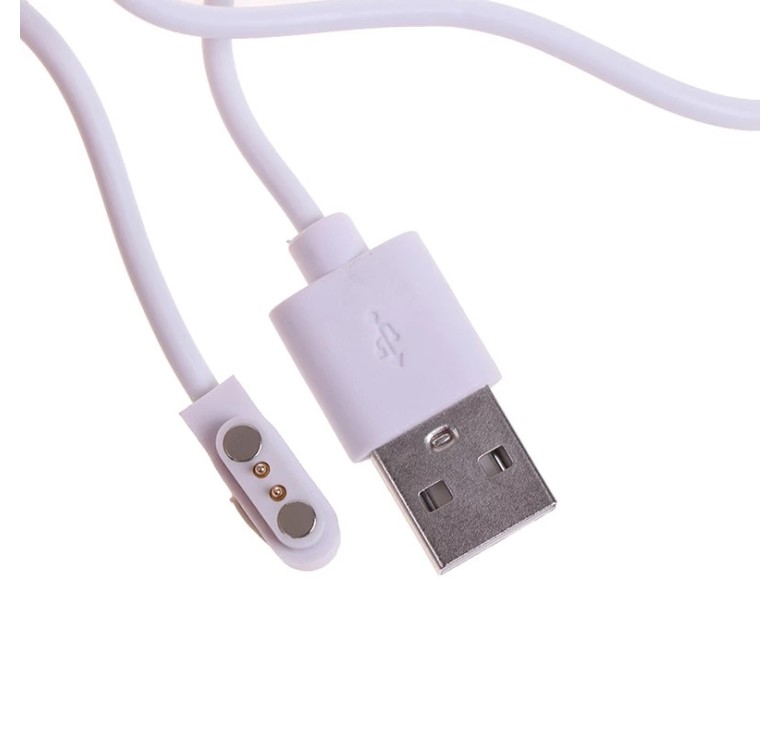 Магнітний USB кабель для смарт-годинників на 2 конектора (2.84 мм) 60 см. Білий