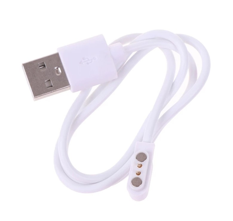 Магнітний USB кабель для смарт-годинників на 2 конектора (2.84 мм) 60 см. Білий