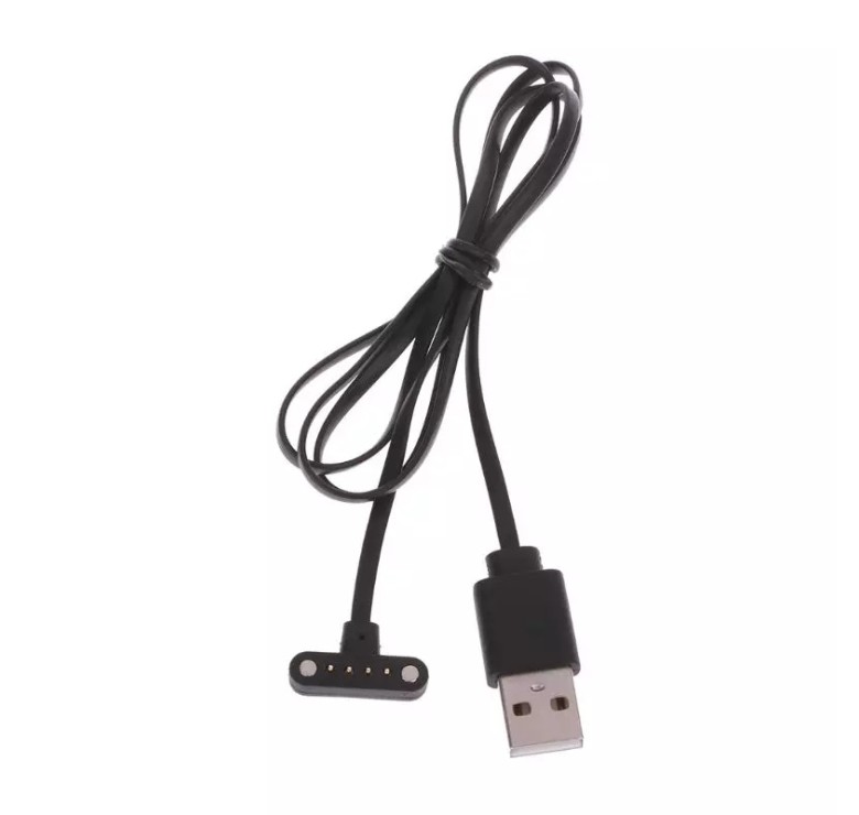 Магнітний USB кабель для смарт-годинника DM98 DM99 (9 мм) 4 конектора Чорний