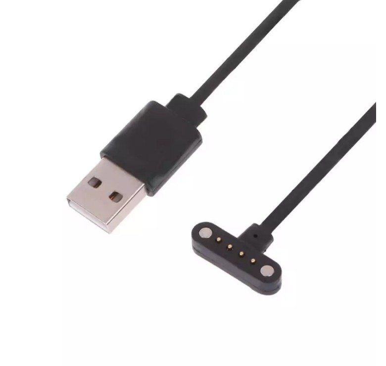 Магнітний USB кабель для смарт-годинника DM98 DM99 (9 мм) 4 конектора Чорний