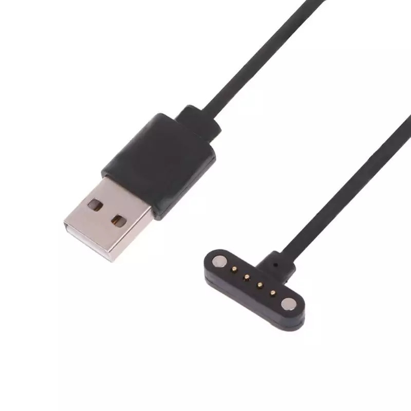 Магнітний USB кабель для смарт-годинника DM98 DM99 (9 мм) 4 конектора Чорний