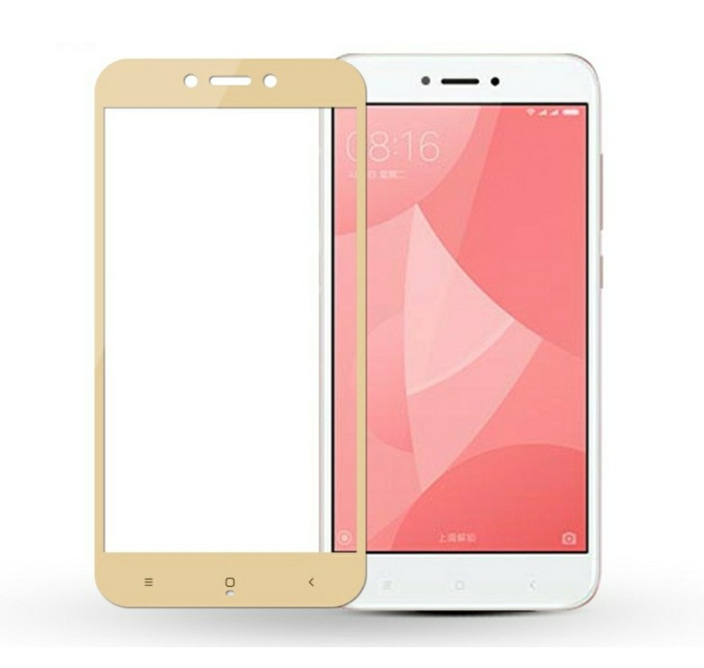 Загартоване захисне скло на Xiaomi Redmi Go з золотою рамкою