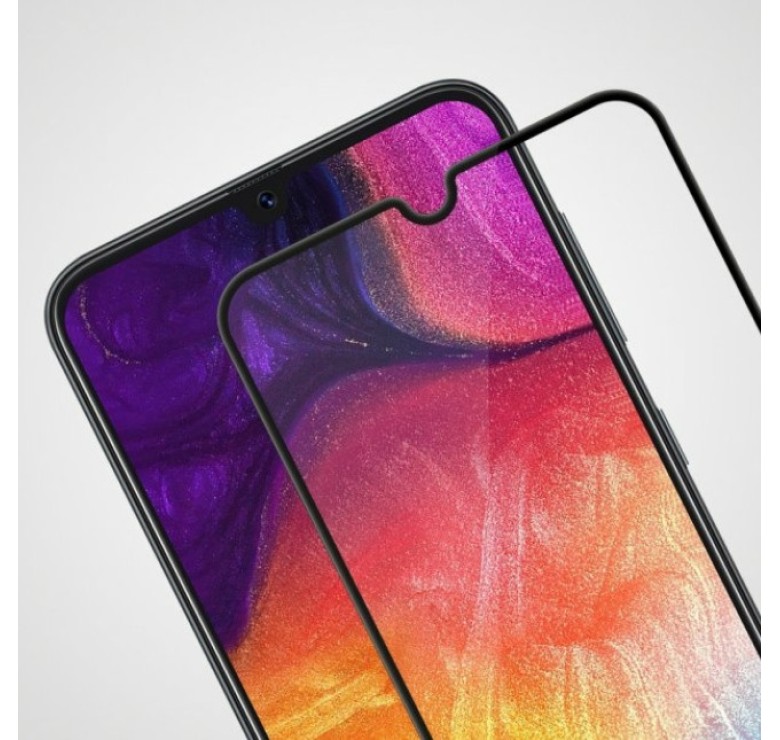 Загартоване захисне скло на Samsung Galaxy A30s 2019 / A307 з чорною рамкою