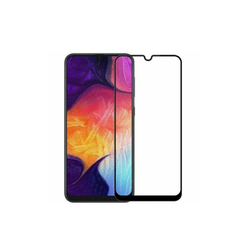 Загартоване захисне скло на Samsung Galaxy A50 / A505 з чорною рамкою