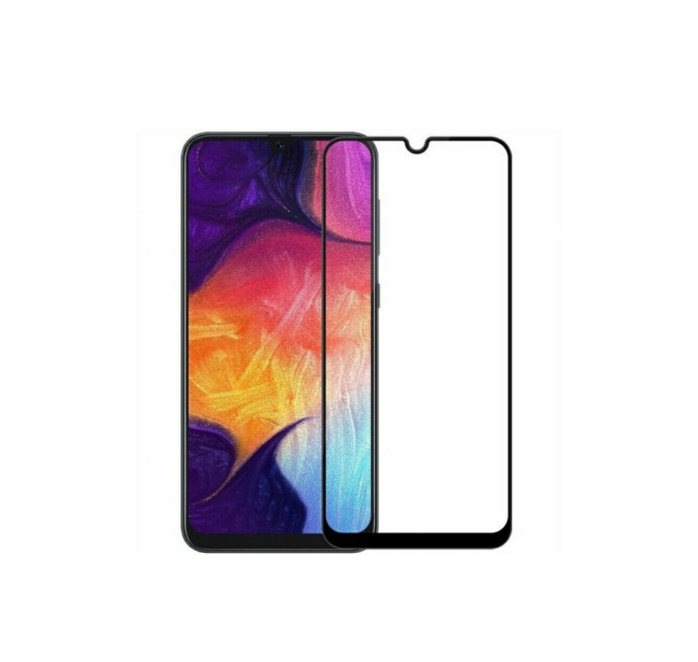 Загартоване захисне скло на Samsung Galaxy A50s / A507 з чорною рамкою