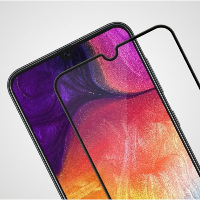 Загартоване захисне скло на Samsung Galaxy A50s / A507 з чорною рамкою