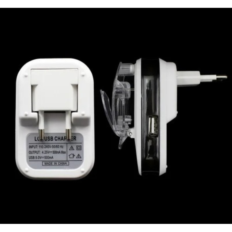 Універсальний зарядний пристрій HY02 з дисплеєм і USB Чорний