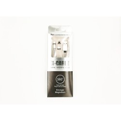 Магнітний USB кабель 3 в 1 (Micro, Type-C, Lightning) X-CABLE Круглий 360 Градусів Сірий