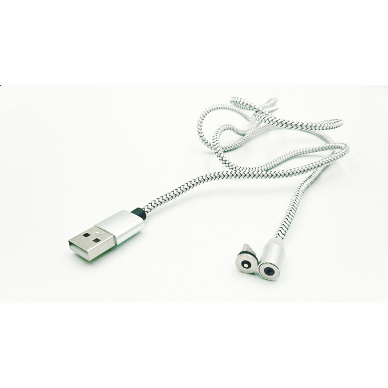 Магнитный USB кабель 3 в 1 (Micro, Type-C, Lightning) X-CABLE Круглый 360 Градусов Серый