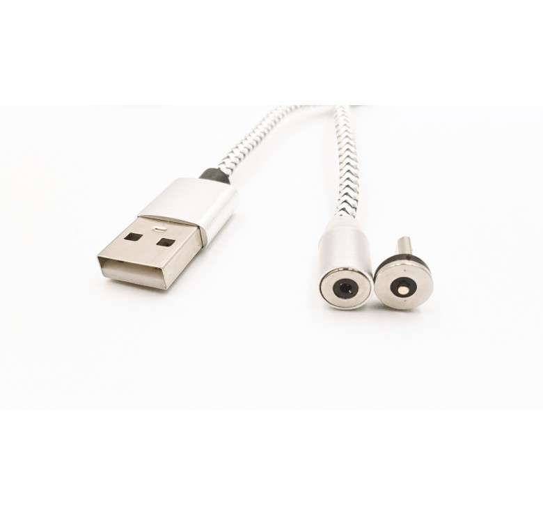 Магнітний Micro USB кабель X-CABLE Круглий 360 Градусів Сірий