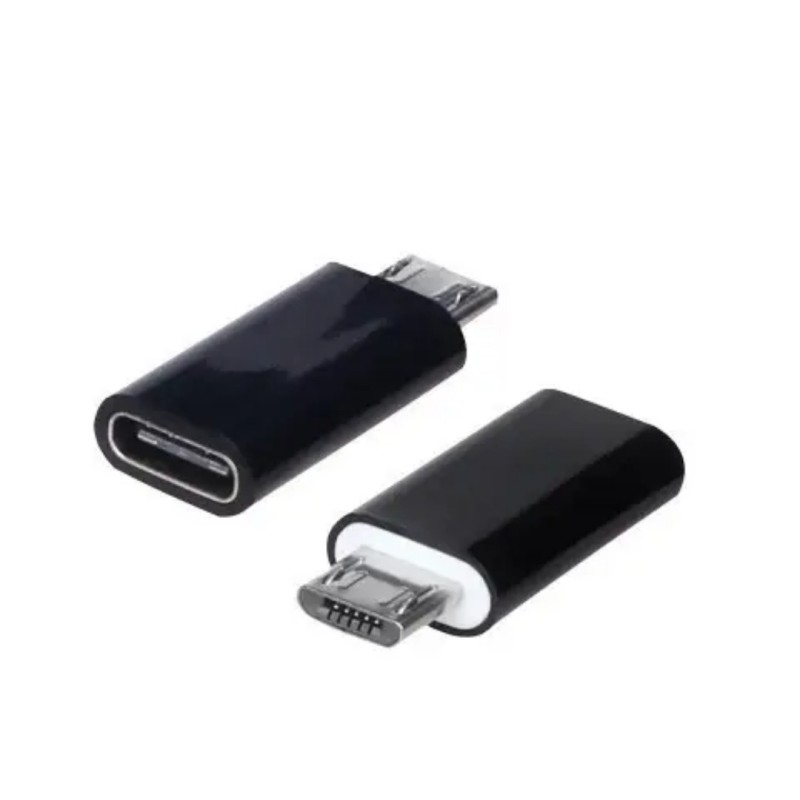OTG Переходник Micro-USB (папа) на Type-C (мама), Черный