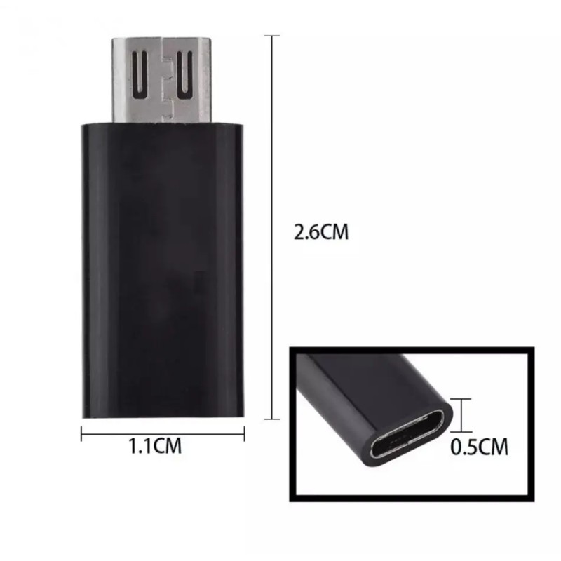 OTG Переходник Micro-USB (папа) на Type-C (мама), Черный