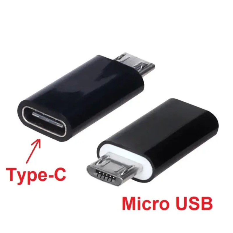 OTG Переходник Micro-USB (папа) на Type-C (мама), Черный