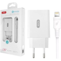 Блок живлення XO-L36 з кабелем Lightning  Швидка зарядка Quick Charge 3.0 Білий