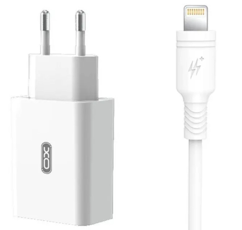 Блок живлення XO-L36 з кабелем Lightning Швидка зарядка Quick Charge 3.0 Білий