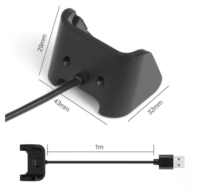 Зарядна USB станція на розумний годинник Xiaomi Huami Amazfit Bip A1608 1 метр Чорний