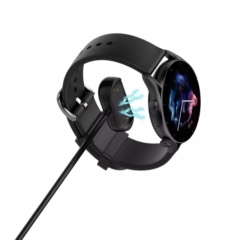 Магнитный USB кабель на часы Huami Amazfit GTS 3 / GTR 3 / GTR 3 Pro 100 см. Черный