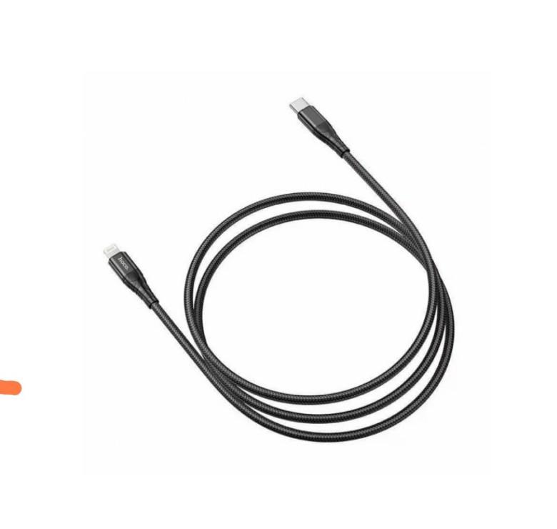 Кабель Hoco. DU02 Max / Type-C - Lightning / для смартфонів 1 метр / Нейлонове сплетіння / Чорний